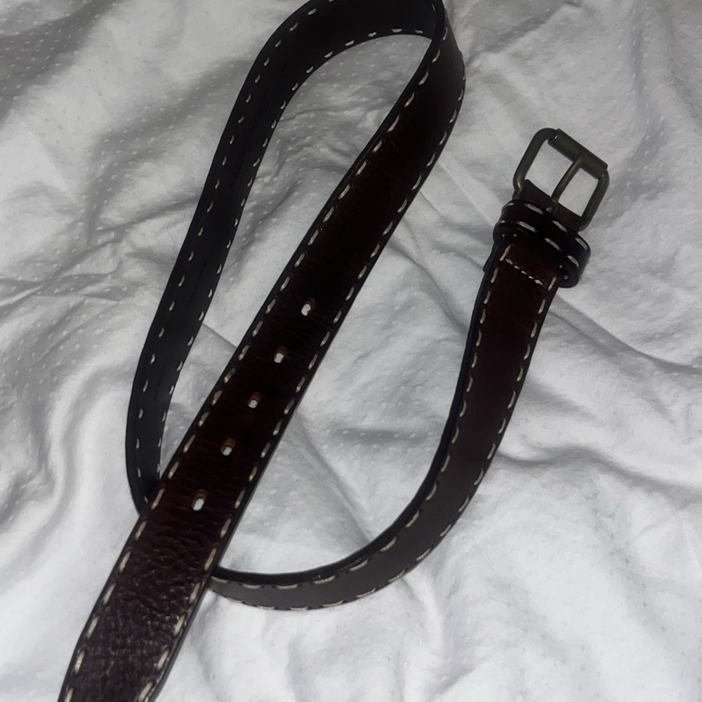 Ralph Lauren Dark Brown genuine Italian Leather Belt with Contrast Stitching